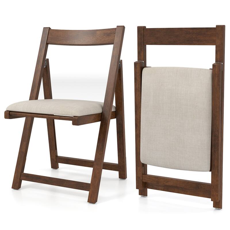 Gymax Upholstered Dining Chair Set of 4 w/ Curved Backrest Rubber Wood