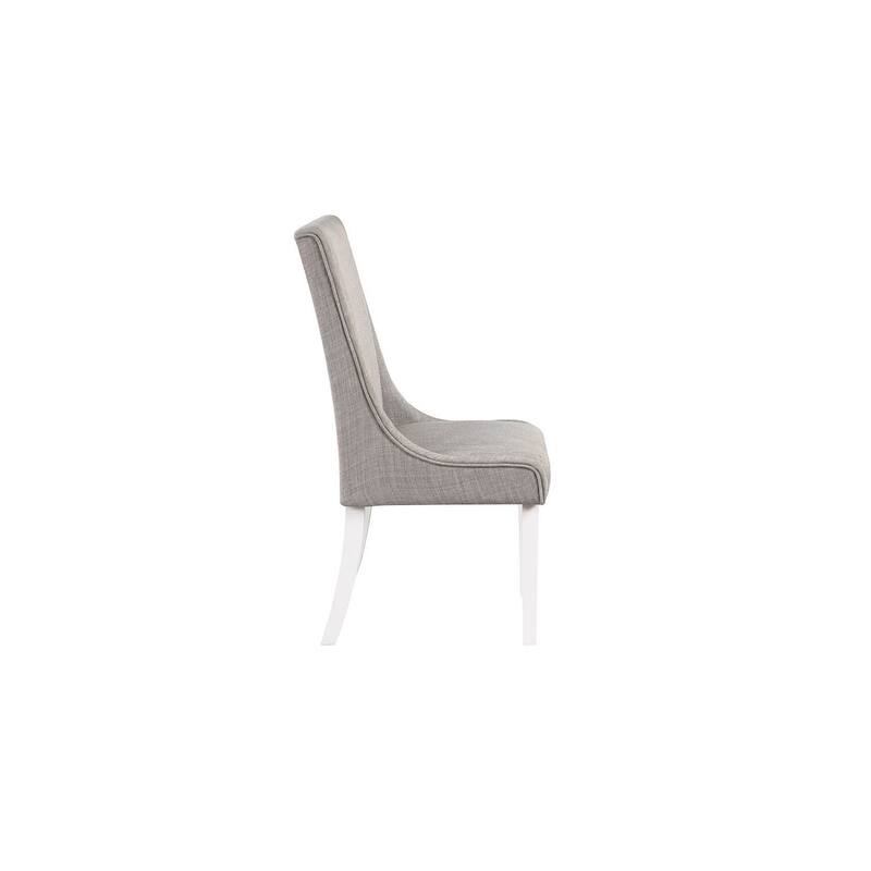 White/Gray Fabric Upholstered Wood Frame Dining Chair, Set of 2, Sturdy Dining Chair for Dining Rooms - 19.5