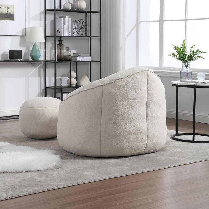 High Pressure Foam Bean Bag Sofa Chair with Footrest