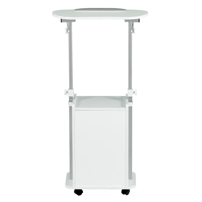 Rolling Laptop Cart Sit-to-Stand with Adjustable Height & Storage