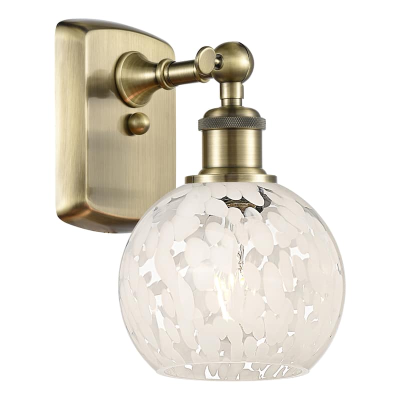 Innovations Lighting 516-1W-9-6 White Mouchette Sconce White Mouchette - Antique Brass / White Mouchette