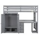 preview thumbnail 16 of 32, Wooden Loft Bed with Built-in Desk,A Wardrobe,Three Drawers,an Open Storage Cabinet,Full Size
