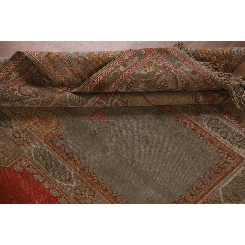Hand Knotted Oriental Silk Carpet Transitional Geometric Multi-Colored Anatolian Area Rug - 7' 6'' X 4' 0''