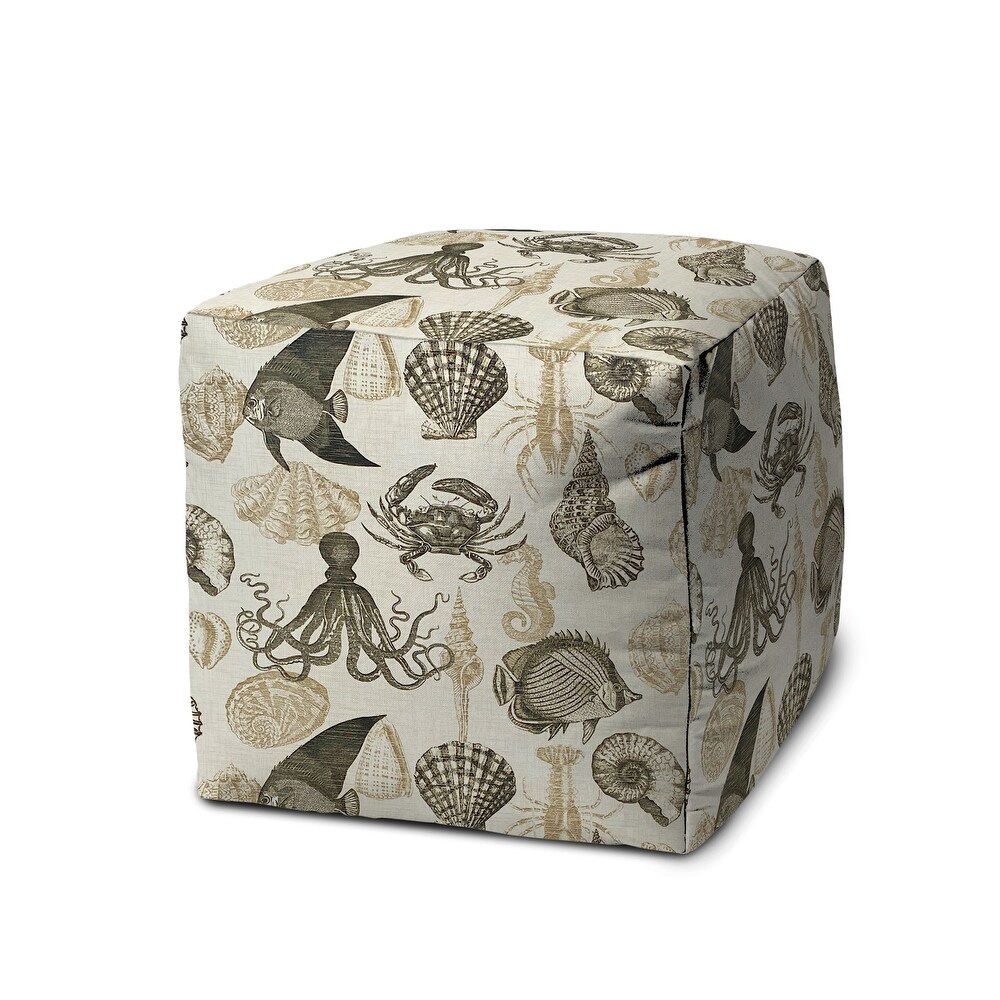 WEAVE Coral Indoor/Outdoor Pouf - Zipper Cover with Luxury Polyfil Stuffing  - 17 x 17 x 17 Cube