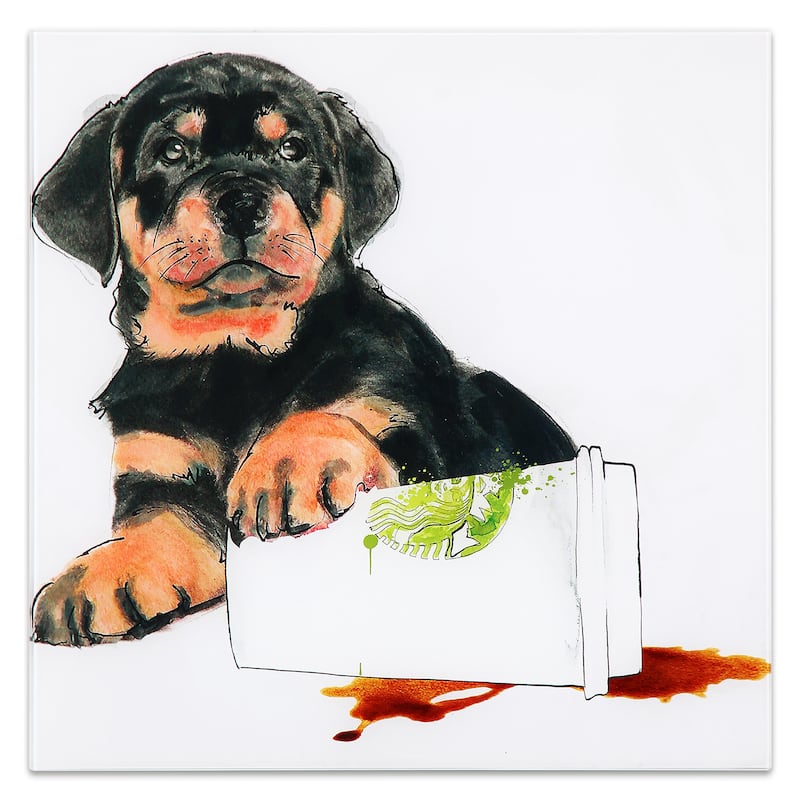 "Java's Paw" Frameless Free Floating Tempered Glass Panel Graphic Wall Art