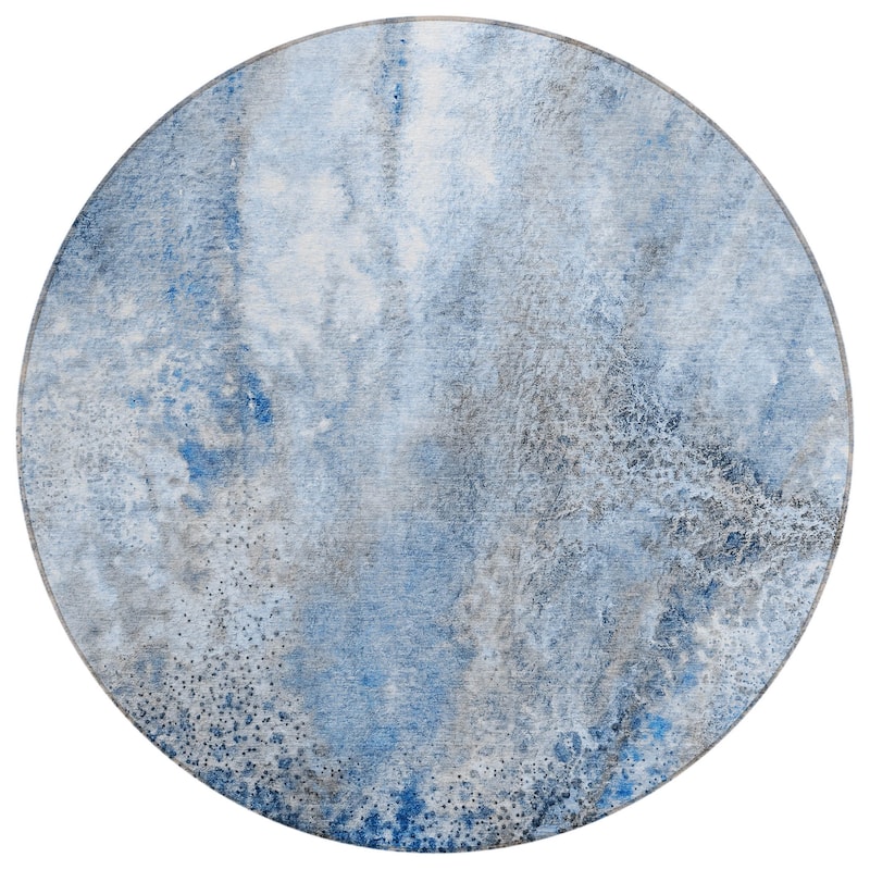 Alriz Unique Abstract Weather Resistant Modern Chic Round Outdoor Rug