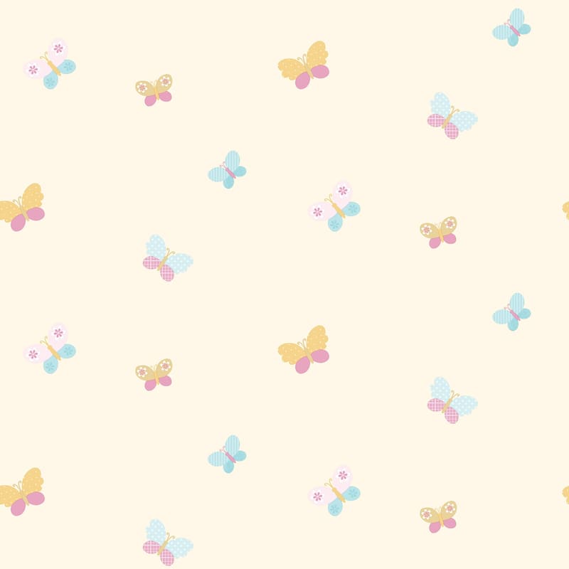 Galerie Wallcoverings Just 4 Kids 2 Butterflies Non-woven Matte Wallpaper Roll - 33 feet x 21 inches - Cream