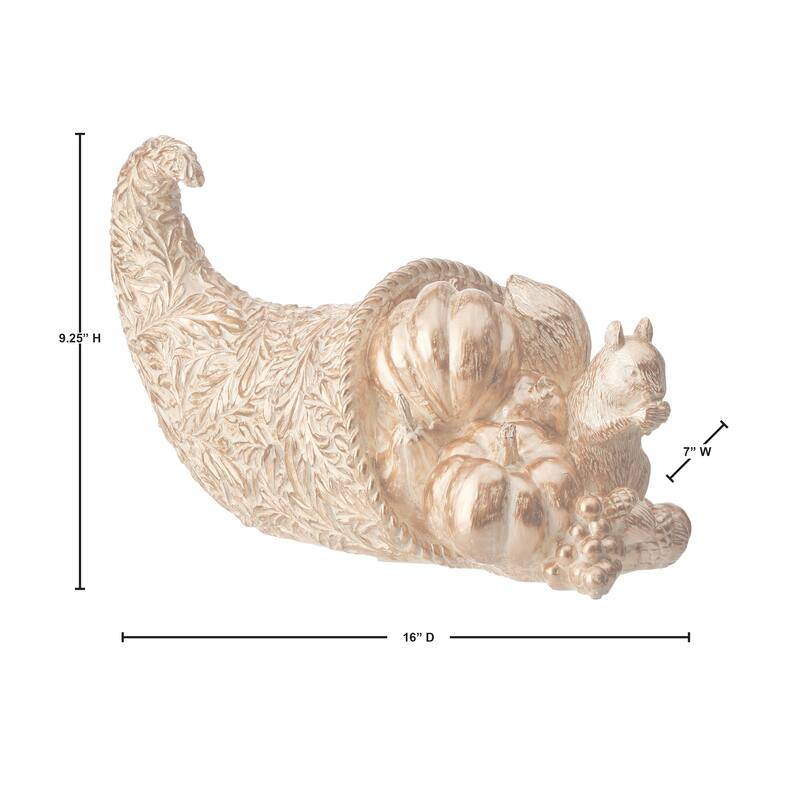 16" Resin Cornucopia With Fruit and Squirrel