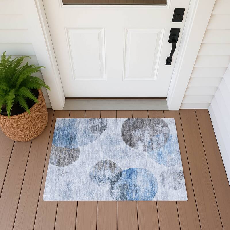 Machine Washable Indoor/ Outdoor Contemporary Micha Chantille Rug - Denim - 1'8" x 2'6"