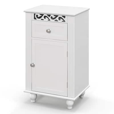 Costway Bathroom Floor Cabinet Side Storage Organizer with 1 Drawer & - See Details