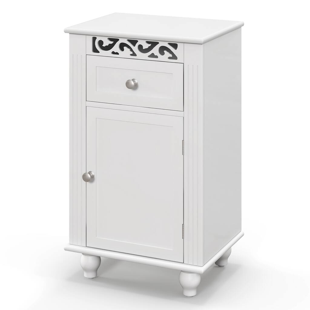 Costway Bathroom Floor Cabinet Side Storage Organizer with 1 Drawer & - See Details
