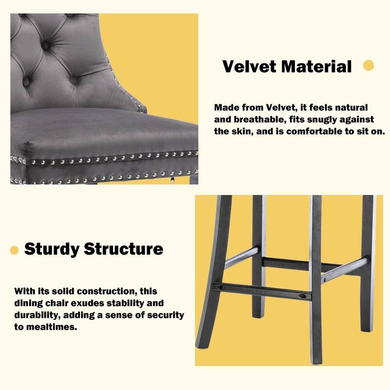 Contemporary Velvet Upholstered Counter Bar Stools Set of 4