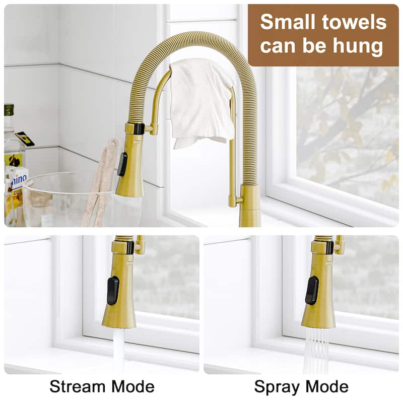 Spring Kitchen Sink Faucet with Detachable Towel Rack, Kitchen Faucet for Kitchen Sink
