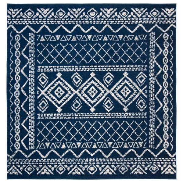 slide 2 of 2, SAFAVIEH Tulum Marte Rustic Moroccan Boho Tribal Distressed Rug - Navy/Ivory - 6'7" Square