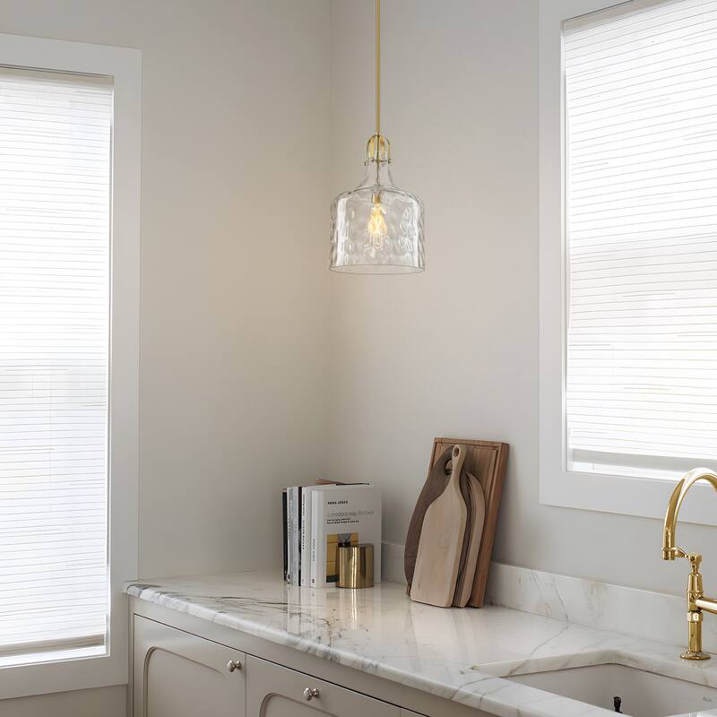 Starsky 1-Light 11.81in. Modern Globe Single Clear Hammered Glass Pendant