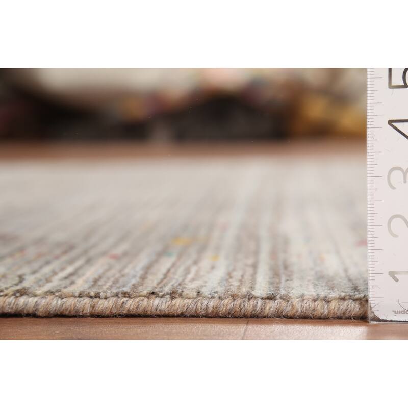 Striped Gabbeh Indian Area Rug Hand-Knotted Wool Carpet - 4'11"x 8'0"