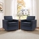 preview thumbnail 112 of 154, Set of 2 Modern Swivel Accent Armchairs Upholstered Arm Chairs Faux Leather - Navy