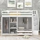 preview thumbnail 22 of 34, Stylish & Simple Functional Loft Bed with 3 Shelves, 2 Wardrobes and 2 Drawers, Ladder with Storage, No Box Spring Needed, Gray