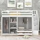 preview thumbnail 11 of 16, Twin Size Functional Loft Bed with 2 Wardrobes, 2 Drawers, 3 Shelves and Storage Staircase, Solid Wood Bed Frame with Guardrail