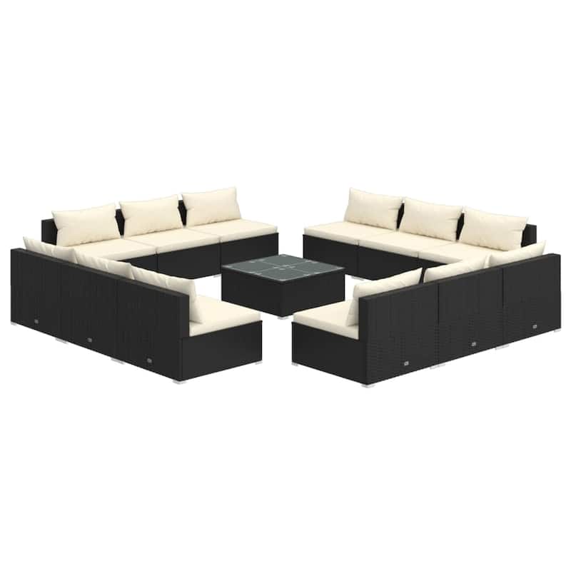 vidaXL Patio Lounge Set Outdoor Sectional Sofa Set Table Garden Poly Rattan - 27.6" x 27.6" x 23.8"