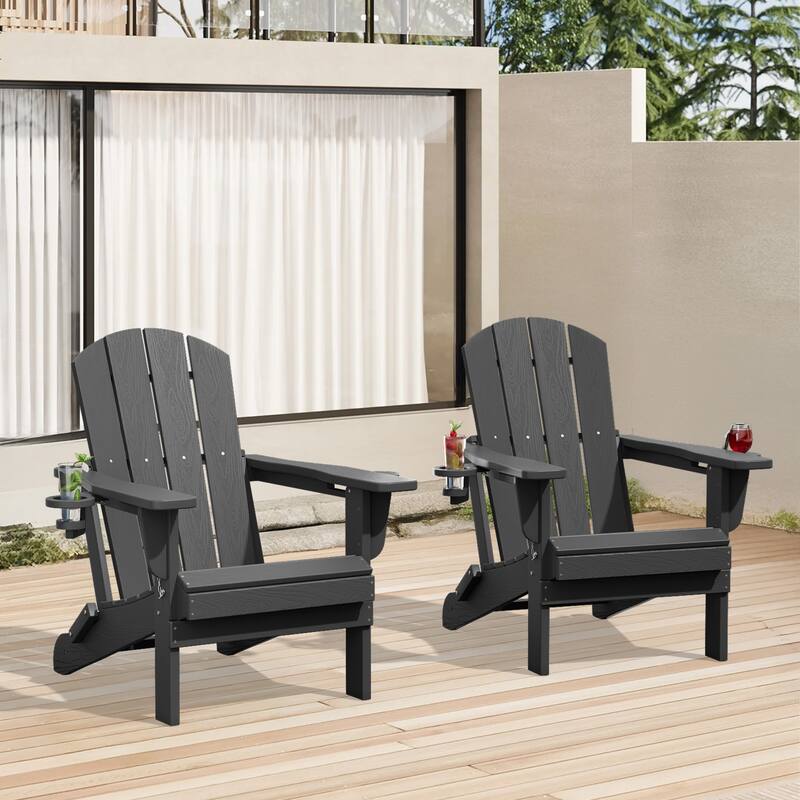 Foldable HDPE Adirondack Chair with Dual Cup Holders