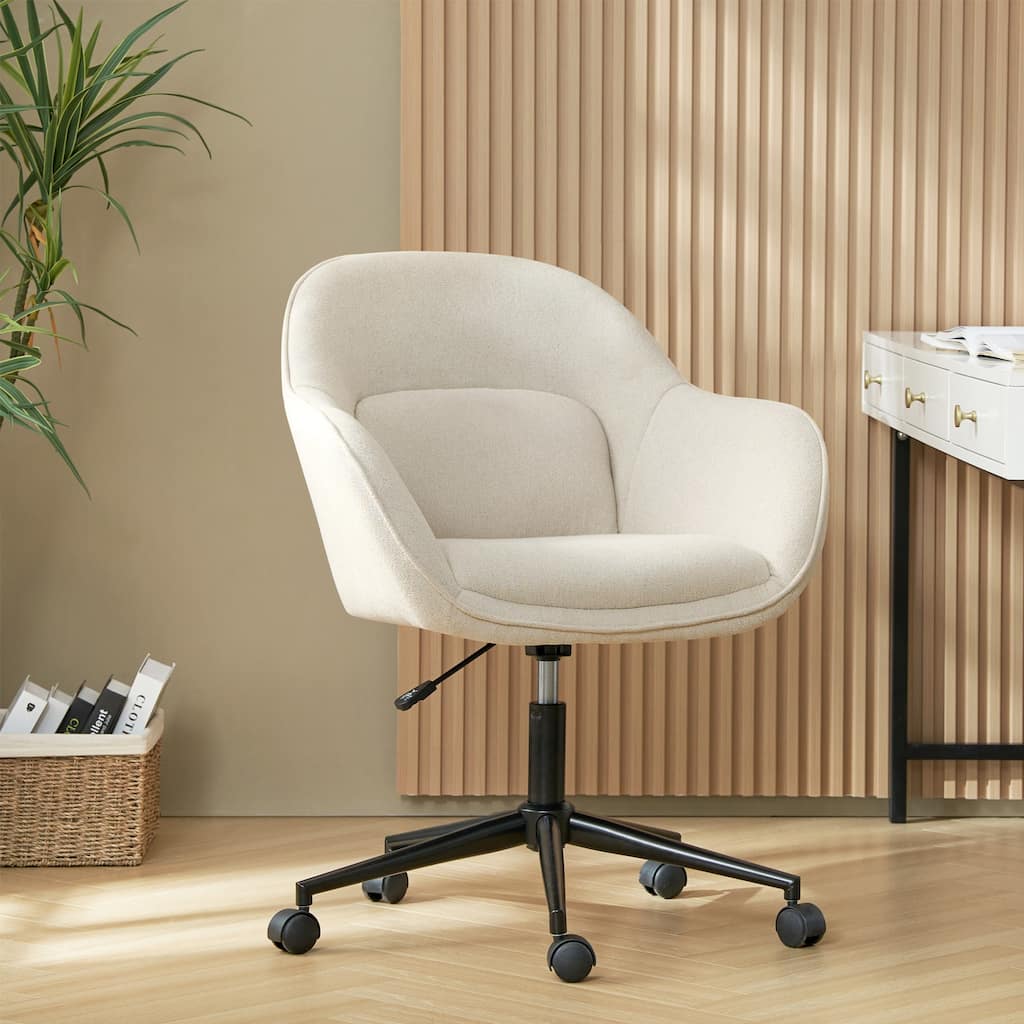 Victoria Modern Curved Backrest Office Chair with Casters and Metal Base by HULALA HOME
