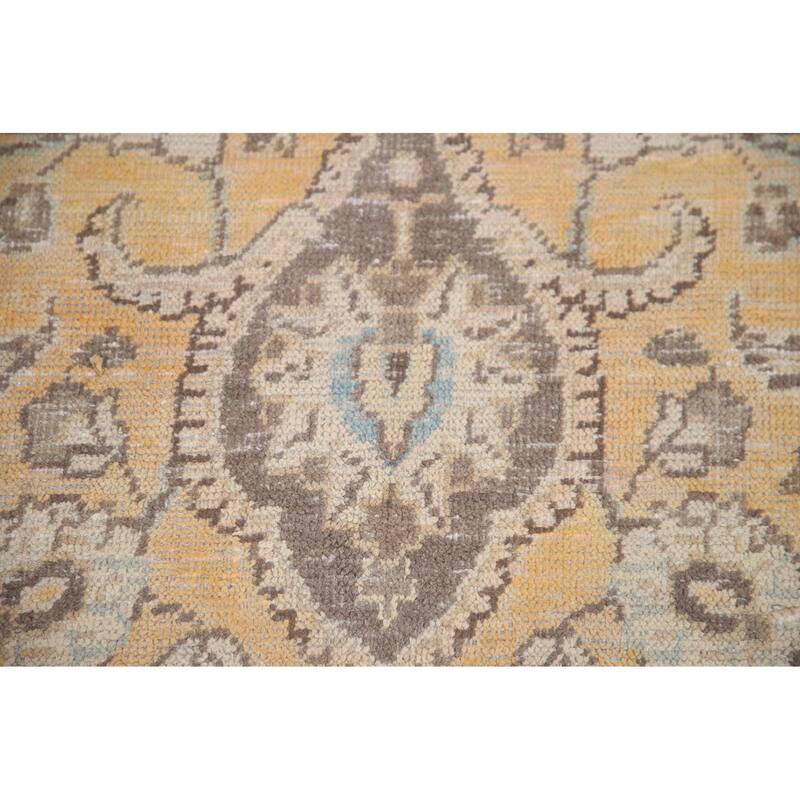 Hand Knotted Oriental 100% Wool Carpet Traditional Floral Yellow & Gold Mashad Area Rug - 12' 5'' X 9' 4''