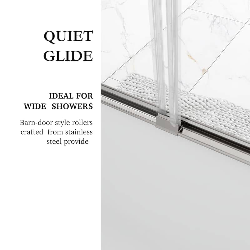60'' x 58'' Double Sliding Tub Door in Chrome with Clear Tempered Glass