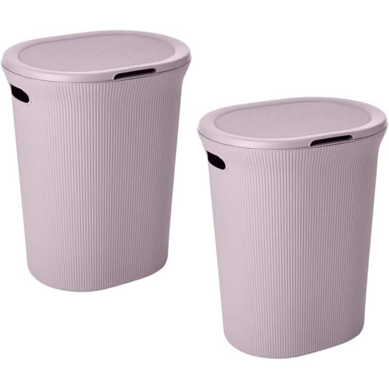 Superio Ribbed Laundry Hamper, 2 Pack - 13"W x 19.5"D x 16"H - Purple