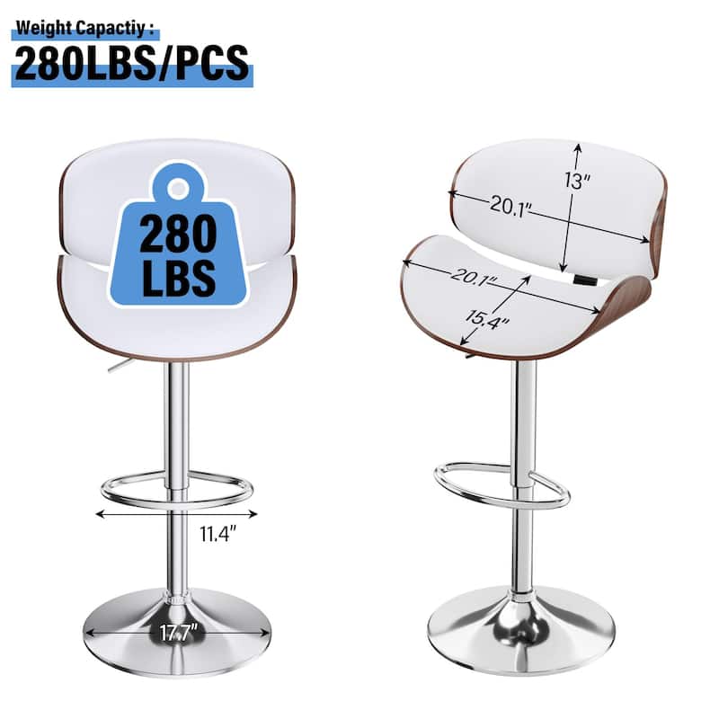 Bar Stools Adjustable Height Swivel Faux Leather Armless Barstools