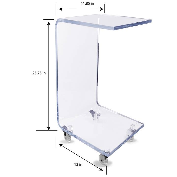DesignStyles Acrylic C-Table w/Wheels
