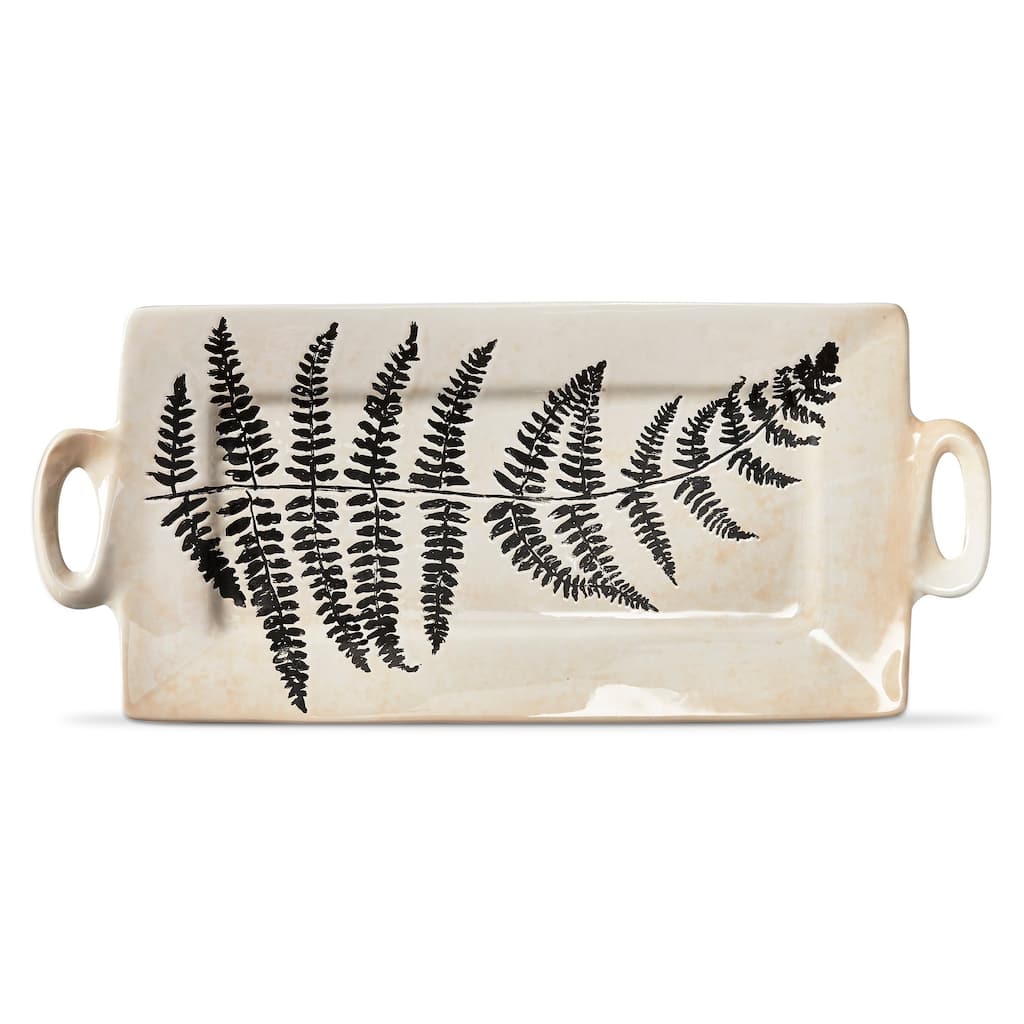 Multicolor Ceramic Fern Platter - Dishwasher Safe Serving Platter for Summer Gatherings, 20.5" L x 9" W x 1" H
