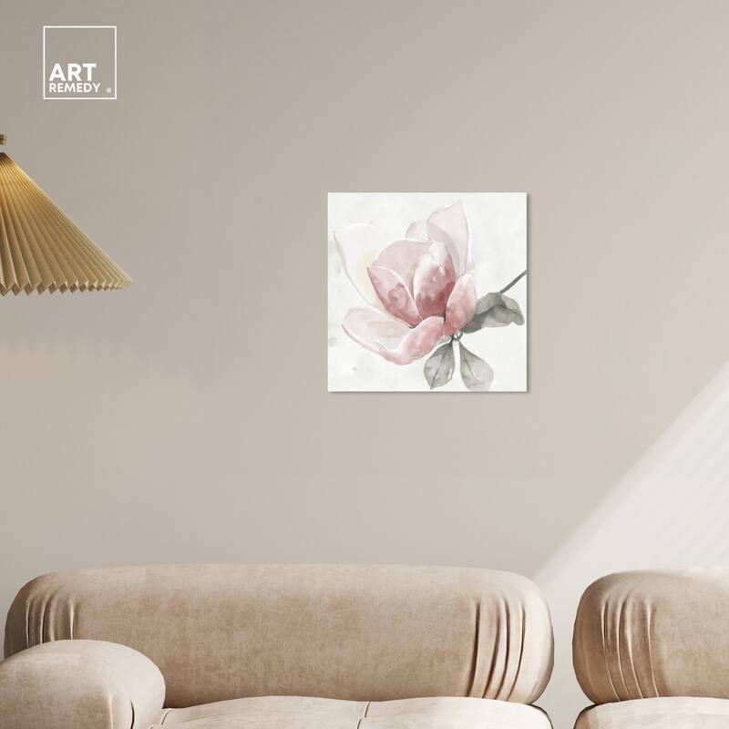 Art Remedy Faded Blush Rose Gallery Wrapped Floral Fine 1 Piece Canvas Wall Art