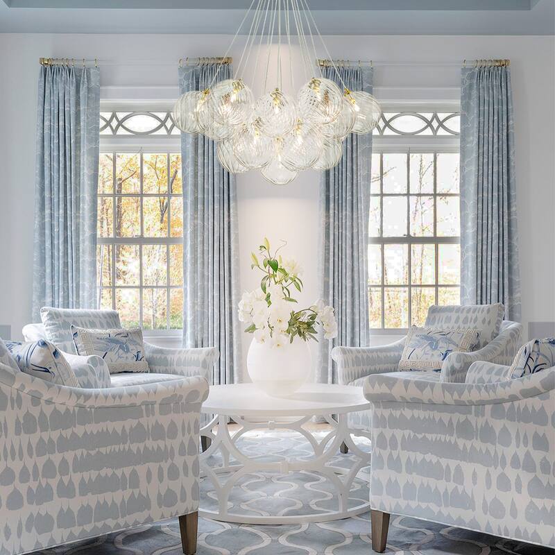 13/ 19-Light Modern Glam Gold Sputnik Cluster Swirled Glass Globe Bubble Chandelier for Dining Room