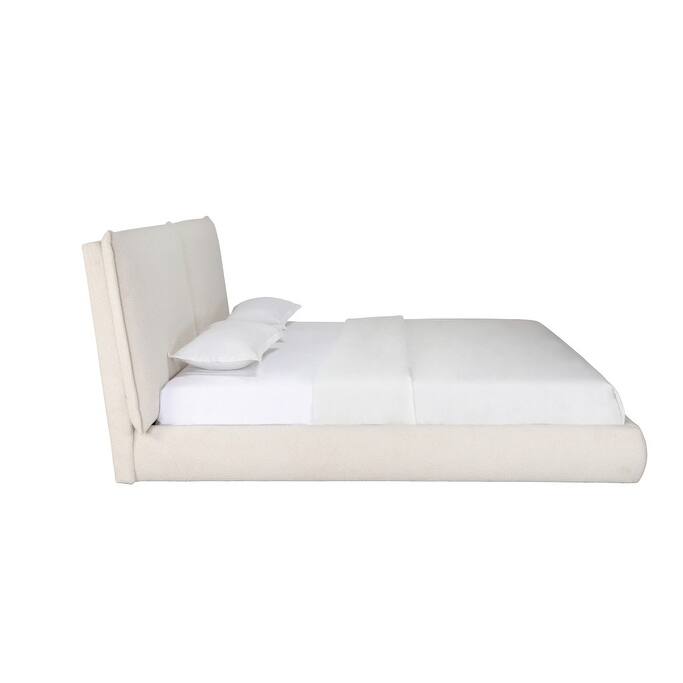 HomeRoots Beige Boucle Upholstered King Bed Frame