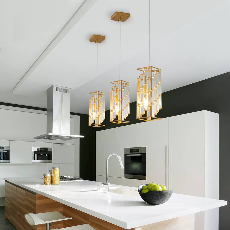 3-Piece Modern Adjustable Pendant Light with Crystal Prism Design