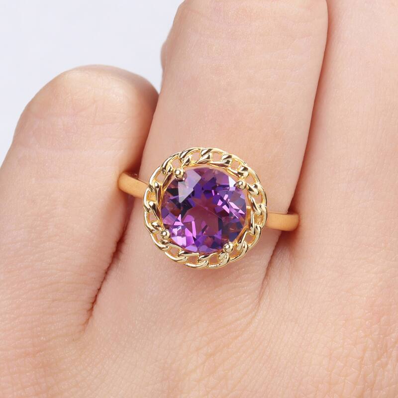 Miadora 2 1/4 CT TGW Amethyst-Africa Fashion Ring Yellow Silver
