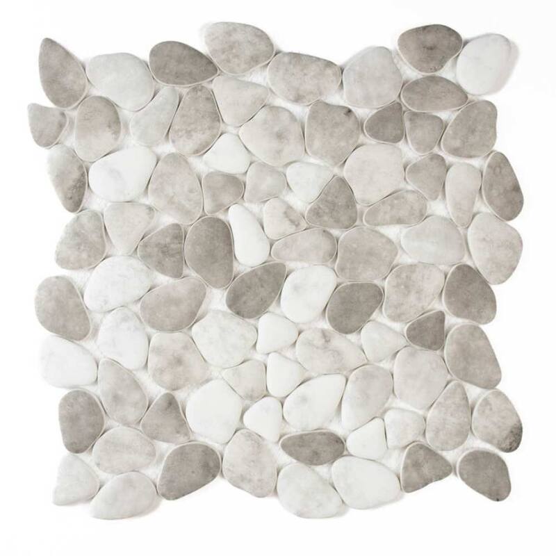Huron Rock 12x12 Matte Glass Pebble Mosaic Tile - Floor, Wall, Backsplash
