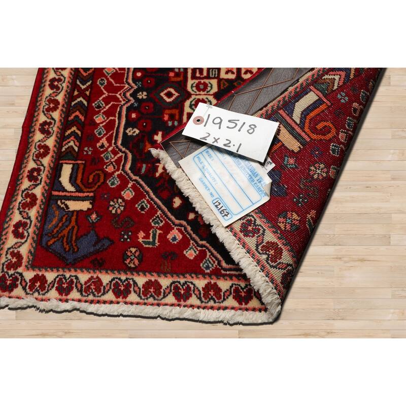 2x2'1'' Square Hand Knotted Wool Navy Abadeh Traditional Area Rug - 2' x 2' 1''-Square