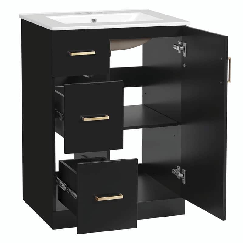 24" Modern Bathroom Vanity with Sink, Small Bathroom Sink Cabinet