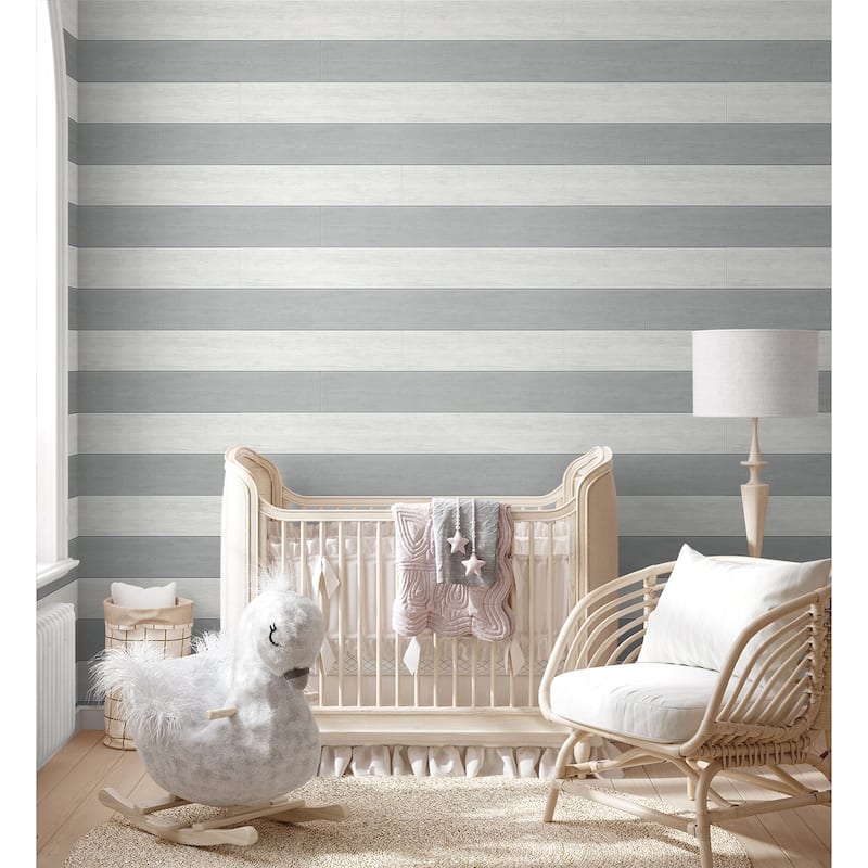 NextWall Two Toned Shiplap Peel and Stick Wallpaper