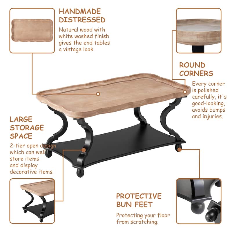 COZAYH Rustic Farmhouse Cottagecore Coffee Table