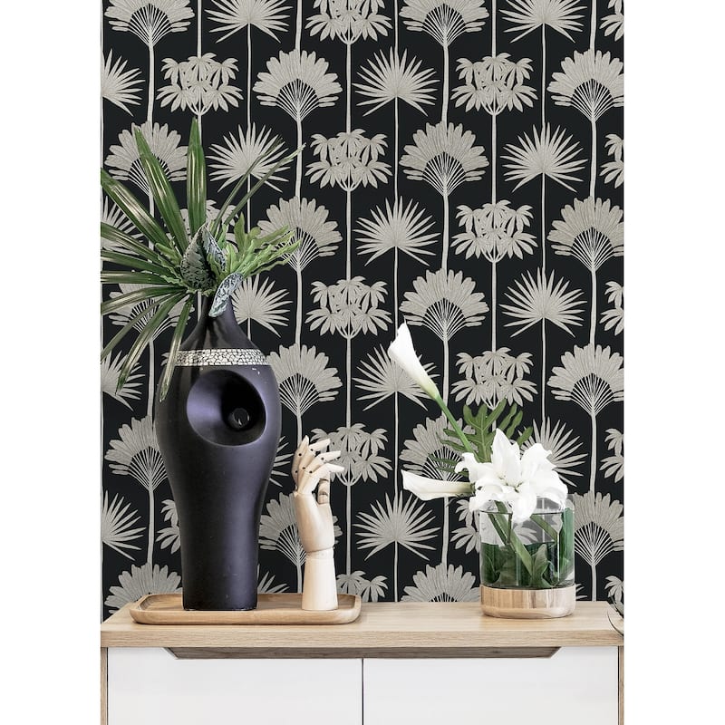 NuWallpaper Kentia Black Peel and Stick Wallpaper