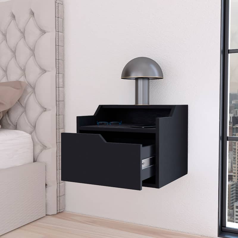 Wooden Double Shelf Hanging Bedroom Nightstand