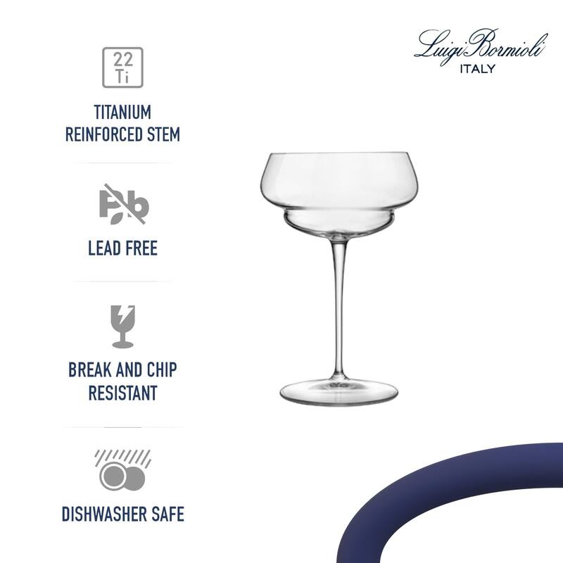 Luigi Bormioli Set of 4 Backdoor 20s Great Gatsby Cocktail Glasses - 10 oz