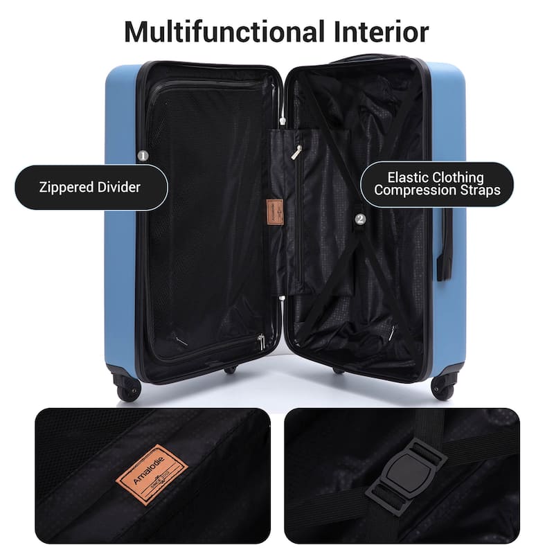 Hardshell Suitcase with Spinner Wheels ABS Luggage Sets Lightweight Durable Suitcase