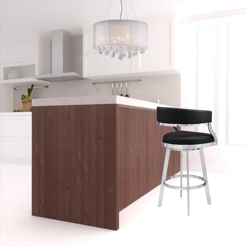 Faux Leather Swivel Bar Stool with Iron Frame, Arms and Footrest