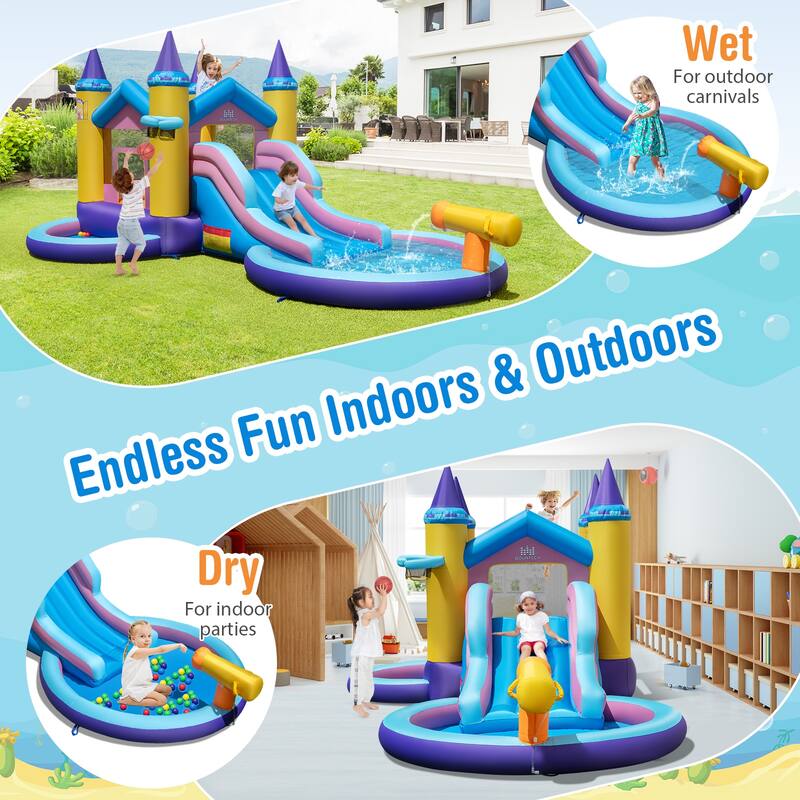 Costway Inflatable Water Slide with Slide Splash Pool (Without - as pic shows