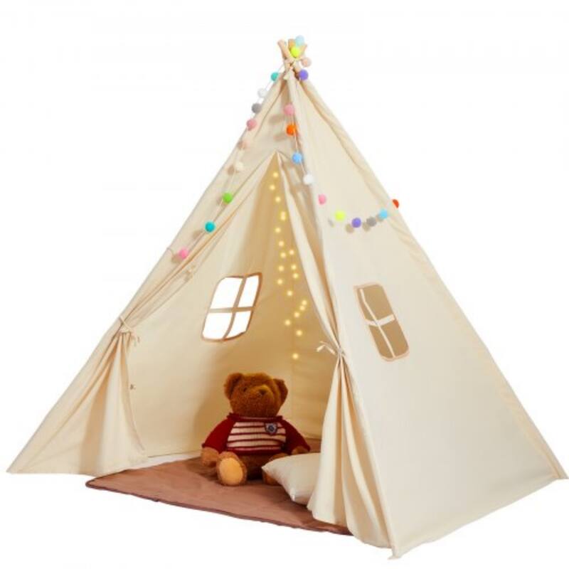 Kids Play Tent with Mat and Lamp Indoor Outdoor Tent for Toddlers - 46.5 x 46.5 x 56.3 in