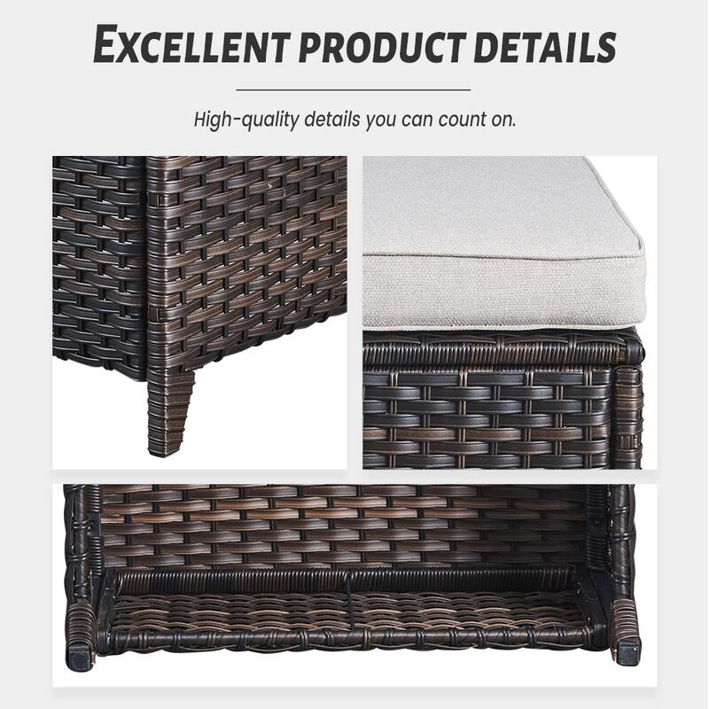 Gymojoy 2 Piece Outdoor Ottoman Wicker Patio Ottomans